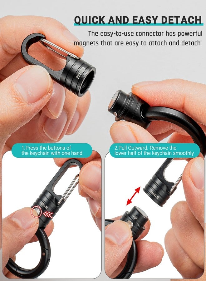 TISUR Magnetic Quick Release Keychain Clip, Small Carabiner Clip Holder,Detachable Key Chain hook with Snap Key Ring for Car (Black (1-Pack)) - Image 2